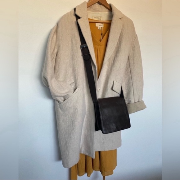 Anthropologie/See U Soon Oatmeal Wool Cotton Blend Coat - Picture 4 of 10